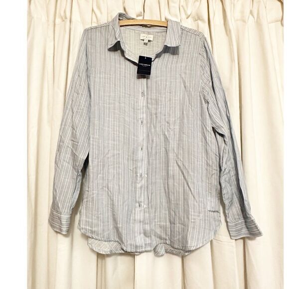 NWT Lucky brand blue and white striped button down shirt - Picture 1 of 3
